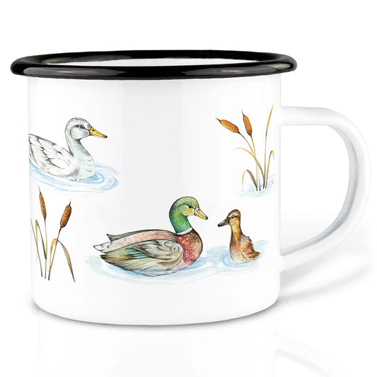 LIGARTI – Emaille Becher – Tasse – Ententeich