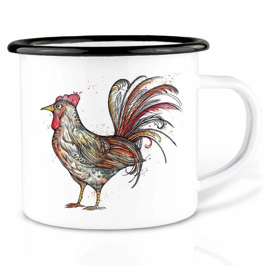 LIGARTI – Emaille Becher – Tasse – Hähnry