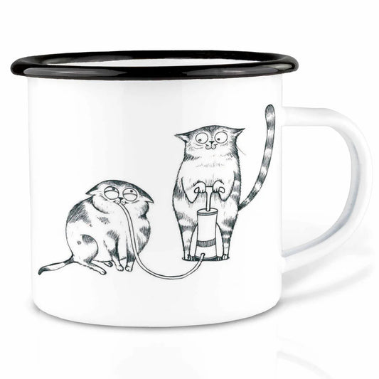 LIGARTI – Emaille Becher – Tasse – Heliumkatzen