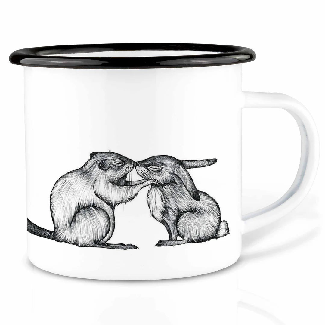 LIGARTI – Emaille Becher – Tasse – Kaninchen & Biber