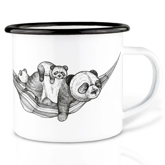 LIGARTI – Emaille Becher – Tasse – Panda Pause