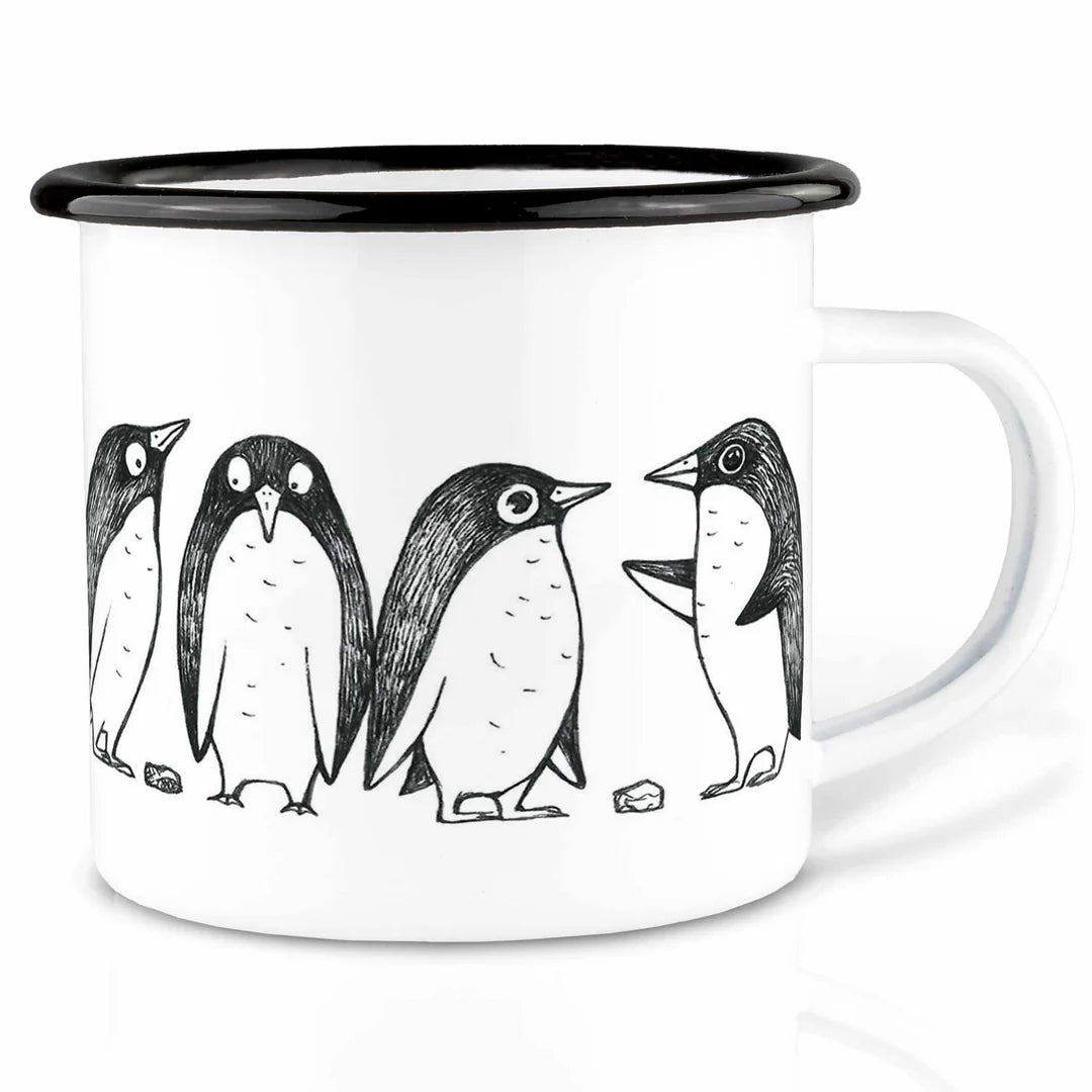 LIGARTI – Emaille Becher – Tasse – Pinguin Love Story