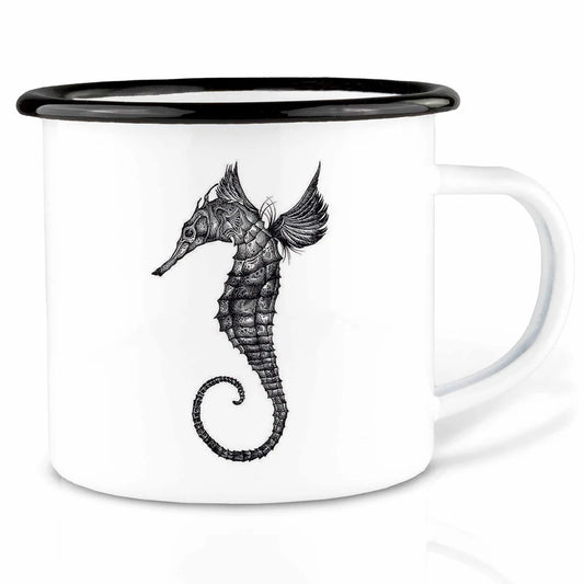 LIGARTI – Emaille Becher – Tasse – Seepferdchen