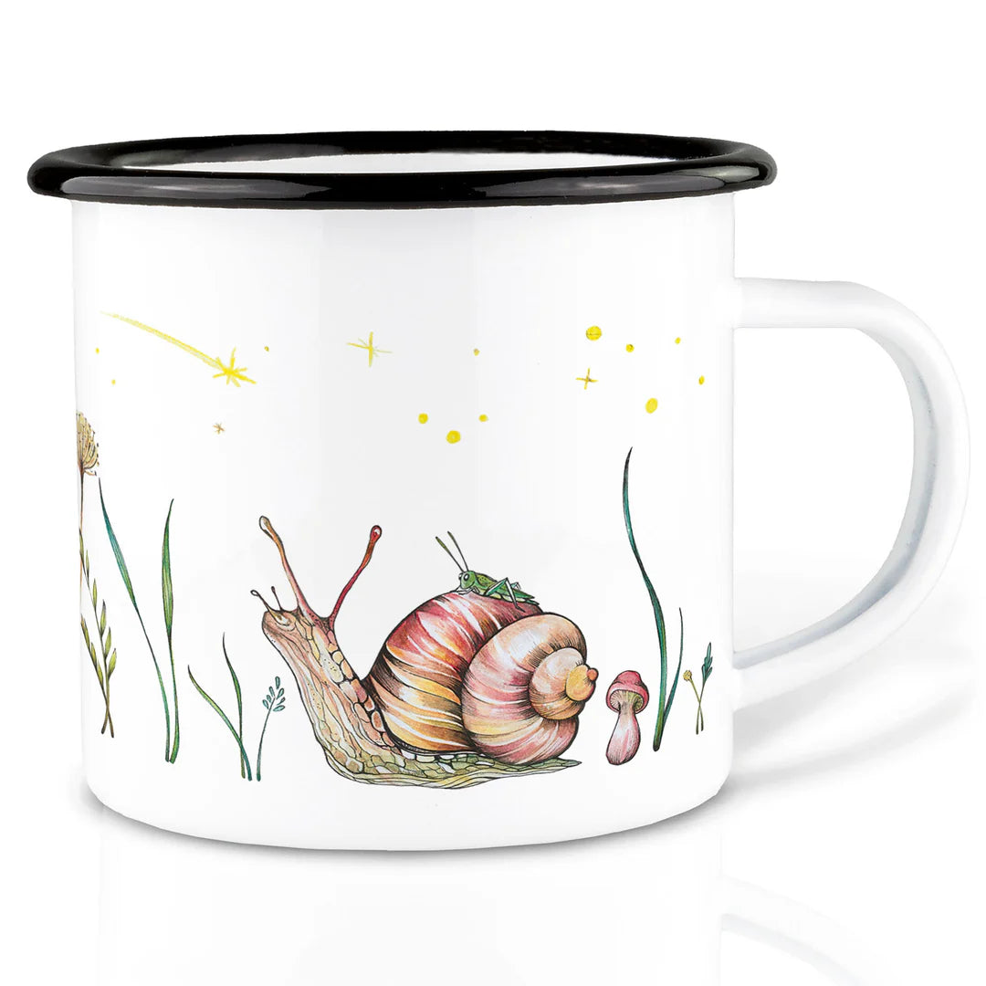 LIGARTI – Emaille Becher – Tasse – Sternengucker – Grashüpfer & Schnecke
