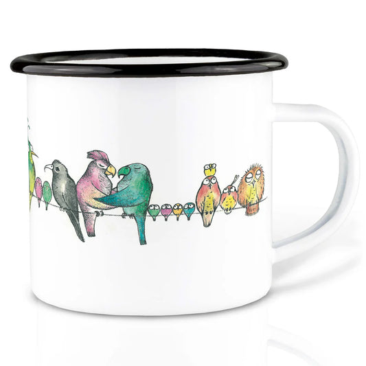 LIGARTI – Emaille Becher – Tasse – Vogelparade