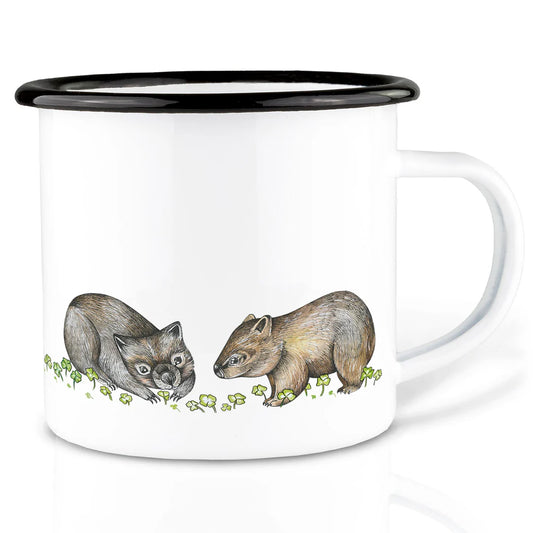 LIGARTI – Emaille Becher – Tasse – Wombats im Klee