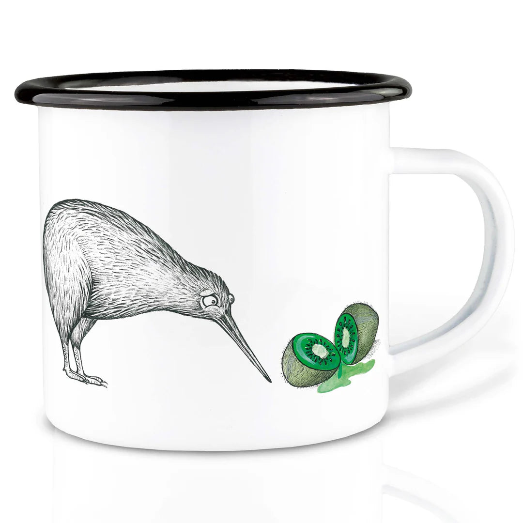 LIGARTI – Emaille Becher – Tasse – Zwei Kiwis